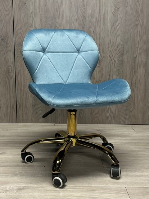 Lugano Krzesło obrotowe VASTO OFFICE VELVET LIGHT BLUE GOLD