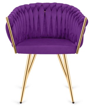 Lugano Krzesło plecione Lugano fotel TRECCIA PURPLE VELVET GOLD