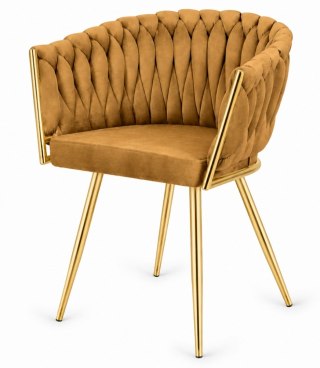 Lugano Krzesło plecione Lugano fotel TRECCIA SAND VELVET GOLD
