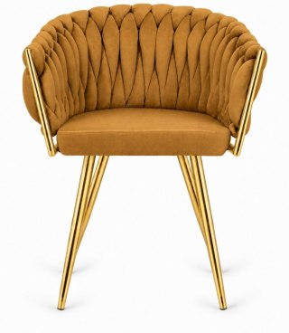 Lugano Krzesło plecione Lugano fotel TRECCIA SAND VELVET GOLD