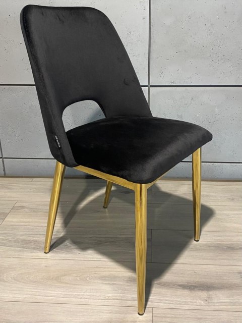 Lugano Krzesło tapicerowane GOTI BLACK VELVET GOLD