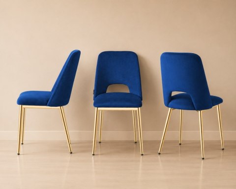 Lugano Krzesło tapicerowane GOTI BLUE VELVET GOLD