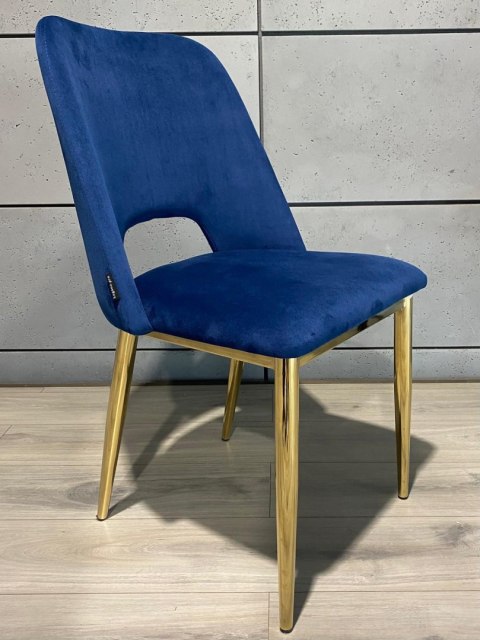 Lugano Krzesło tapicerowane GOTI BLUE VELVET GOLD