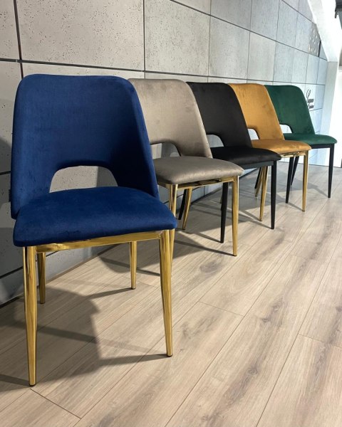 Lugano Krzesło tapicerowane GOTI BLUE VELVET GOLD