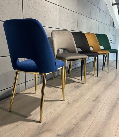 Lugano Krzesło tapicerowane GOTI BLUE VELVET GOLD