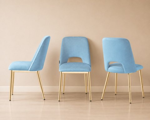 Lugano Krzesło tapicerowane GOTI LIGHT BLUE VELVET GOLD