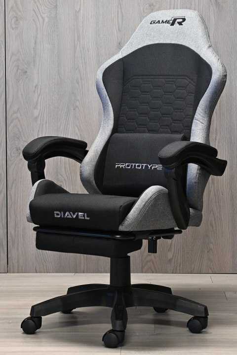 Prototype Fotel obrotowy gamingowy DIAVEL PRO FABRIC FULL GREY XL
