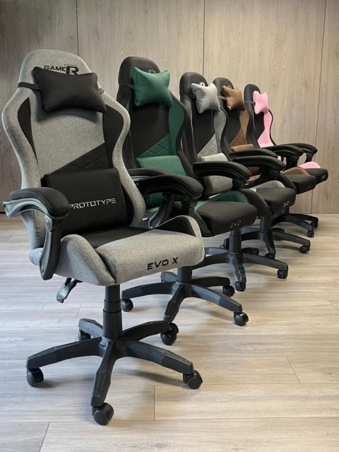 Prototype Fotel obrotowy gamingowy EVO FABRIC FULL GREY BLACK XL