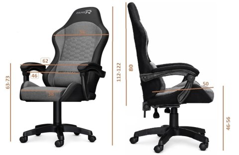 Prototype Fotel obrotowy gamingowy EVO FABRIC FULL GREY BLACK XL