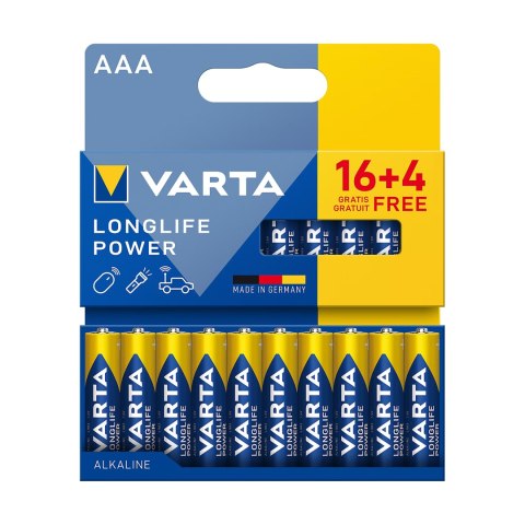 Bateria alkaiczna VARTA LR03 Longlife Power 16+4/blist. Varta