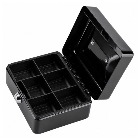 Mała Kasetka Na Pieniądze Metalowa Sejf Skrytka Na Klucz Czarna 13x10 cm LEAN