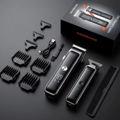Maszynka do strzyżenia z trymerem 7 nasadek LED USB-C - zestaw