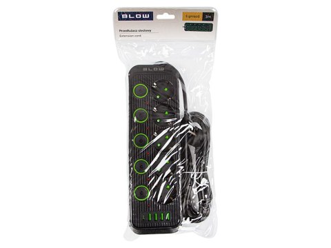 98-208# Przedłużacz sieciowy ps-530s 5-gniazd 4xusb 1xusb-c 3m czarny 3x1mm Blow