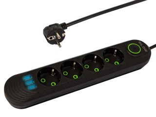 98-222# Przedłużacz sieciowy ps-450 4-gniazda 3xusb 5m czarny 3x1mm Blow