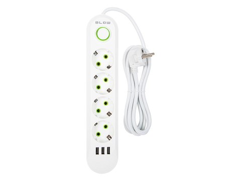 98-223# Przedłużacz sieciowy ps-420 4-gniazda 3xusb 2m biały 3x1mm Blow