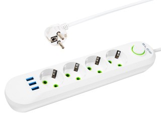 98-225# Przedłużacz sieciowy ps-450 4-gniazda 3xusb 5m biały 3x1mm Blow