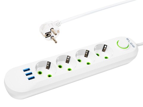 98-225# Przedłużacz sieciowy ps-450 4-gniazda 3xusb 5m biały 3x1mm Blow