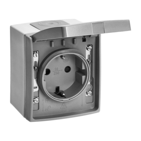 Gniazdo pojedyncze 2P+Z Schuko AQUATIC PRO IP55 szaro-grafitowe Orno