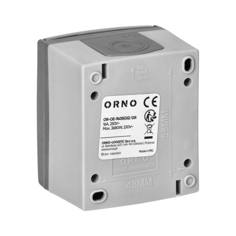 Gniazdo pojedyncze 2P+Z Schuko AQUATIC PRO IP55 szaro-grafitowe Orno