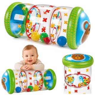 Dmuchany Walec Wałek Z Piłkami Do Raczkowania Dla Malucha Miś 51 x22 cm LEAN TOYS