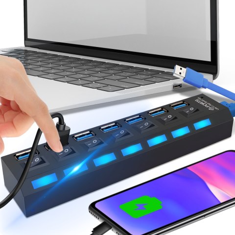 Hub usb rozdzielacz 7 portów rozgałęźnik usb 3.0 RTO