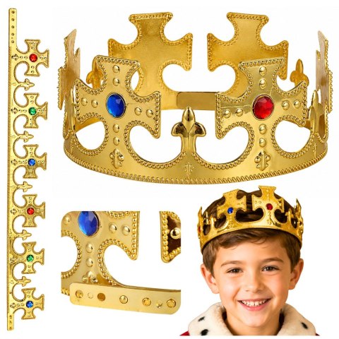Króla Korona Regulowana Do Przebrania Króla Królowej Złota 17-20 cm LEAN TOYS