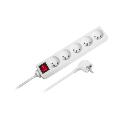 Przedłużacz 5 gniazd 3m typu niemieckiego z przełącznikiem (3x1,5mm) Rebel biały Rebel