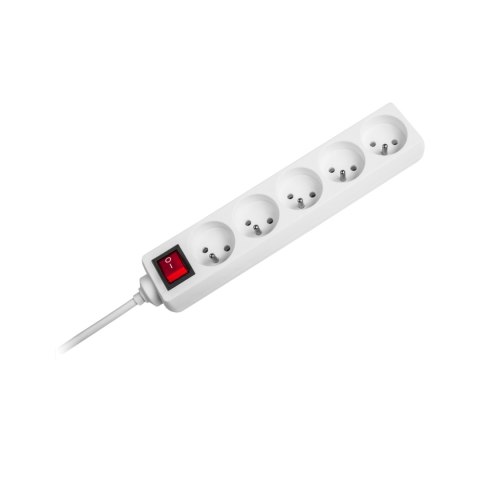 Przedłużacz 5 gniazd 3m typu niemieckiego z przełącznikiem (3x1,5mm) Rebel biały Rebel