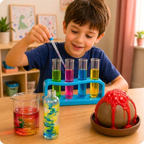 Zestaw Edukacyjny Doświadczalny Mały Chemik 14w1 Eksperymenty Wulkan LEAN TOYS