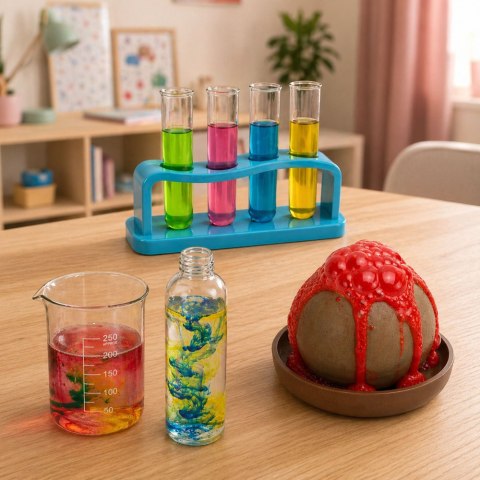 Zestaw Edukacyjny Doświadczalny Mały Chemik 14w1 Eksperymenty Wulkan LEAN TOYS