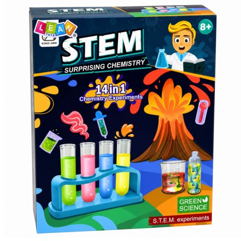 Zestaw Edukacyjny Doświadczalny Mały Chemik 14w1 Eksperymenty Wulkan LEAN TOYS