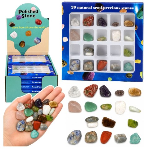Zestaw Minerały Półszlachetne Kamienie Kolekcjonerskie Edukacyjne 20 szt. LEAN TOYS