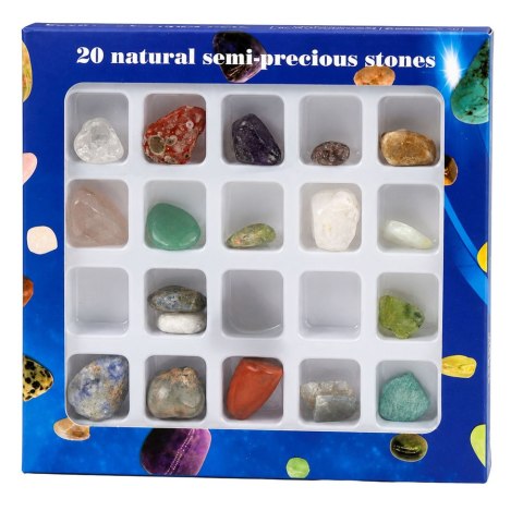 Zestaw Minerały Półszlachetne Kamienie Kolekcjonerskie Edukacyjne 20 szt. LEAN TOYS