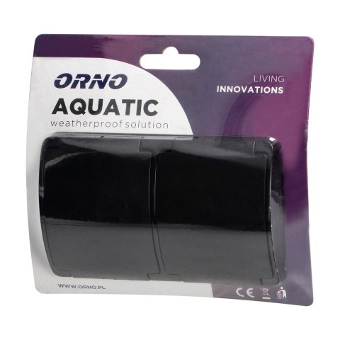 Gniazdo podwójne 2x2P+Z AQUATIC, IP44, czarne Orno