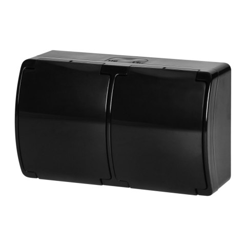 Gniazdo podwójne 2x2P+Z AQUATIC, IP44, czarne Orno