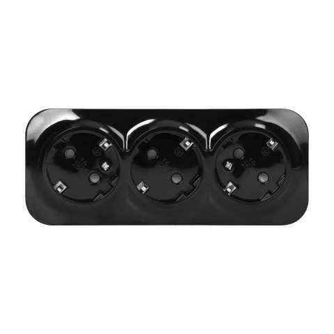 Gniazdo potrójne ToDo 2P+Z Schuko IP20, 16A, 230V AC, czarny Orno