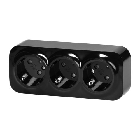 Gniazdo potrójne ToDo 2P+Z Schuko IP20, 16A, 230V AC, czarny Orno