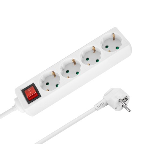 Przedłużacz 4 gniazda 1,5m typu niemieckiego z przełącznikiem (3x1,0mm) Rebel biały Rebel