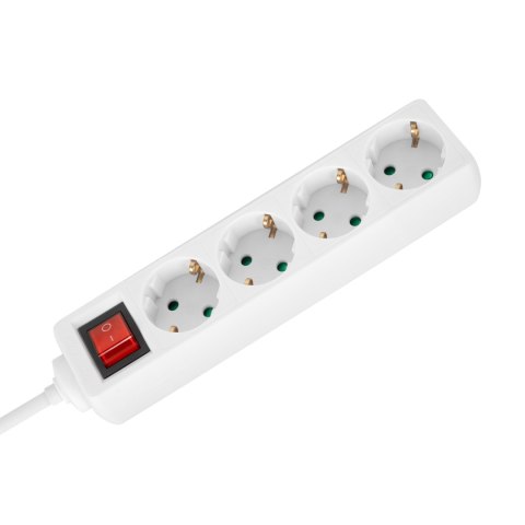 Przedłużacz 4 gniazda 1,5m typu niemieckiego z przełącznikiem (3x1,0mm) Rebel biały Rebel