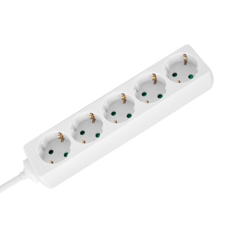 Przedłużacz 5 gniazd 5m typu niemieckiego bez przełącznika (3x1,5mm) Rebel biały Rebel