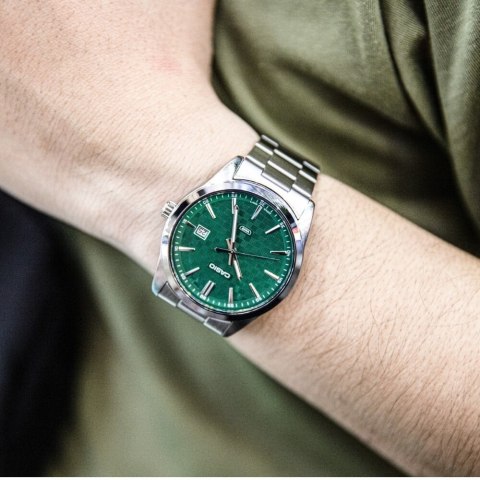 Casio ZEGAREK MĘSKI CASIO MTP-VD03D-3A1 Green + BOX