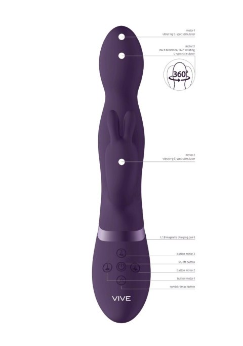 Wibrator króliczek Niva ShotsToys fioletowy USB 360 stopni