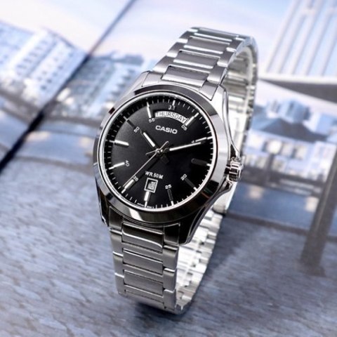 Casio ZEGAREK MĘSKI CASIO MTP-1370D-1A1V (zd025b) + BOX