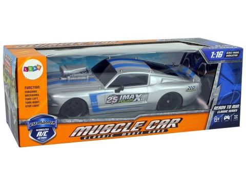 Auto Sportowe R/C 1:16 Srebrne Niebieskie Pasy Pilot LEAN TOYS