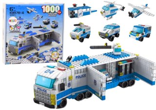 Ciężarówka Policyjna Klocki Konstrukcyjne 6w1 Zestaw Policja Pojazdy 1000el LEAN TOYS