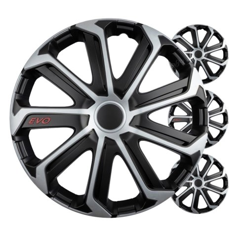 Kołpaki samochodowe 4szt. komplet evo czarno srebrne 15" cali color box VERSACO