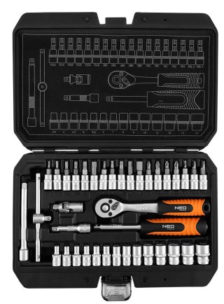 Zestaw kluczy nasadowych 1/4", 38 szt., satynowy NEO TOOLS