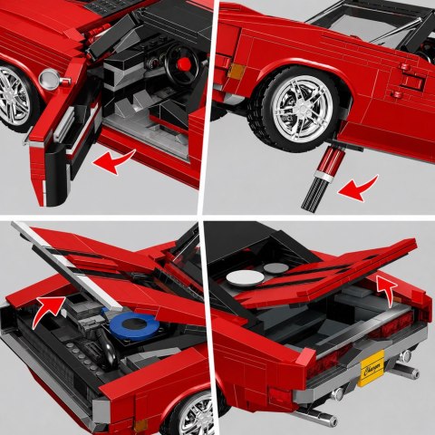 Klocki Konstrukcyjne Samochód Sportowy Charger Czerwony 1869 el. LEAN TOYS