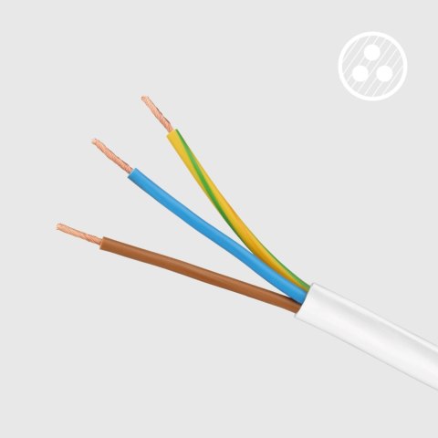 Przedłużacz 3 gniazda 5m typu niemieckiego bez przełącznika (3x1,5mm) Rebel biały Rebel