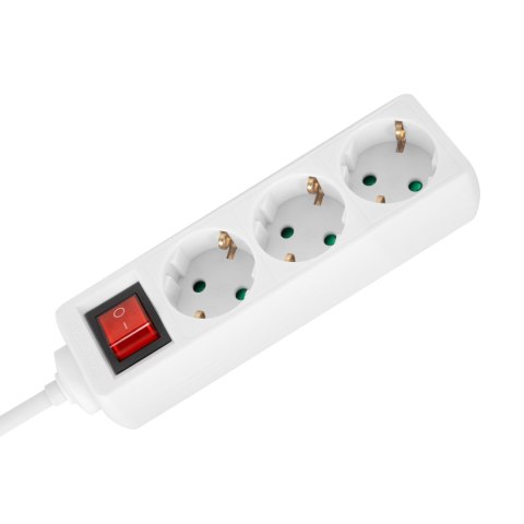 Przedłużacz 3 gniazda 5m typu niemieckiego z przełącznikiem (3x1,5mm) Rebel biały Rebel